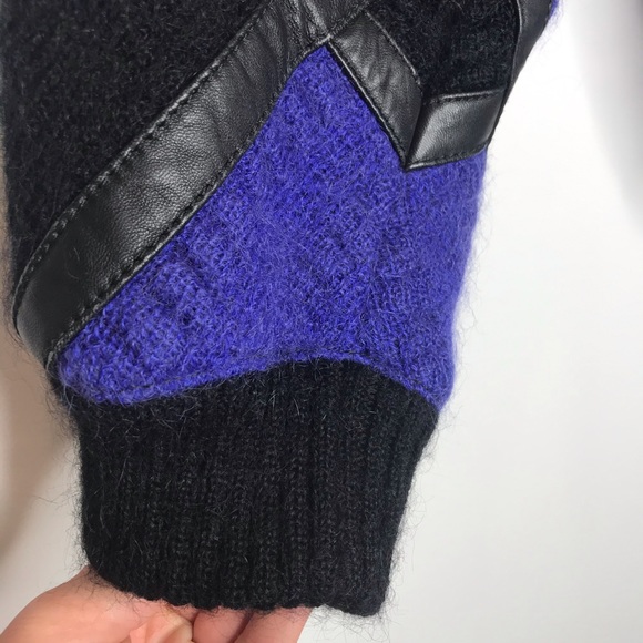 TORRAS OF SPAIN color block leather/mohair jacket - Picture 4 of 15